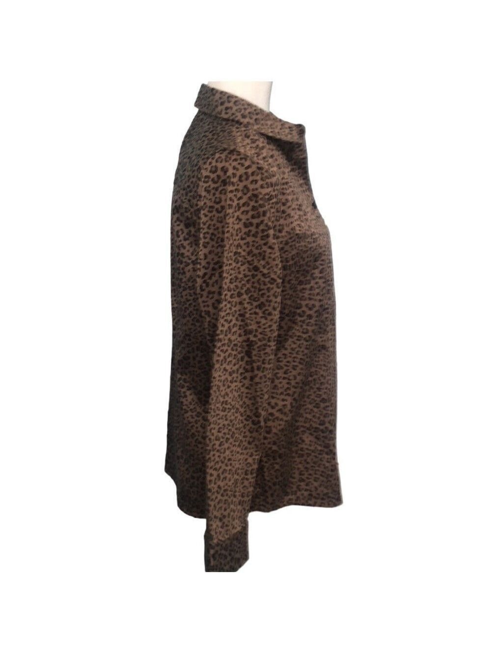 Chico's Animal Print No Iron Coolmax All Season Career Long Sleeve Shirt - Picture 7 of 16